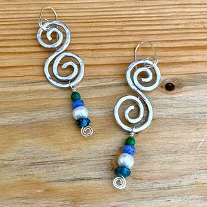 Handmade Wire Wrapped Gemstone Earrings